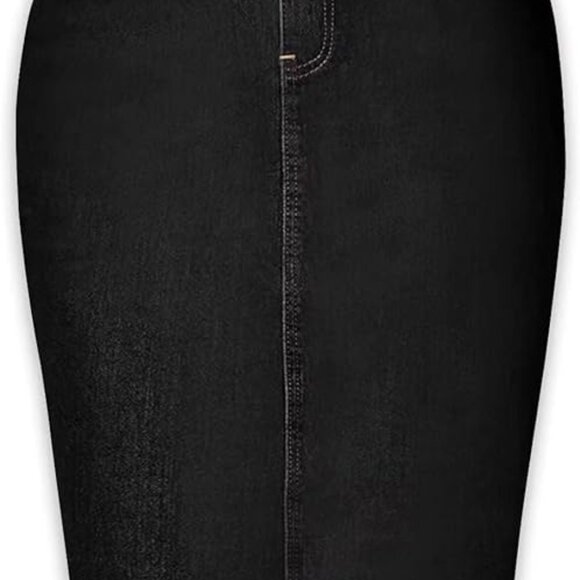 Womens Super Comfy Perfect Fit Stretch Denim Skirt SKS22881 BLACK - Picture 4 of 5